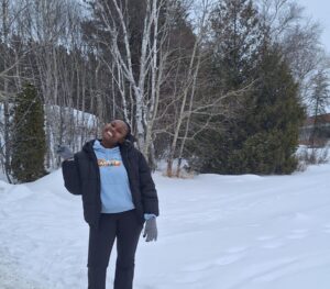 Abby enjoys the cold winters in Canada